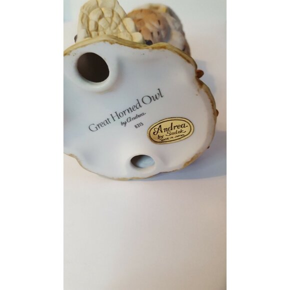 Great Horned Owl Porcelain Bird Art Sculpture by Andrea by Sadek #6315 5-1/2" - Picture 8 of 8